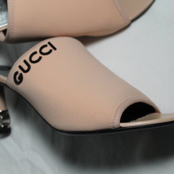 NWOB Gucci Interlocking GG Heel Scuba Greta Mule Mules Heels Sandals 38 - Picture 5 of 8